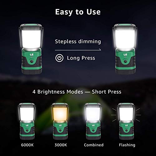 LE LED Camping Lantern Rechargeable, 1000LM, 4 Light Modes, 4400mAh