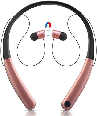 Bluetooth Stereo Headphones,DolTech Magnetic Wireless Neckband Earphones Noise Cancellation Sport Waterproof with Microphone For Cellphone, Computer,iPad (HV990 RoseGold)