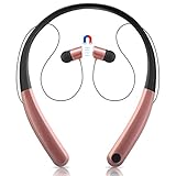 Bluetooth Stereo Headphones,DolTech Magnetic Wireless Neckband Earphones Noise Cancellation Sport Waterproof with Microphone For Cellphone, Computer,iPad (RoseGold)