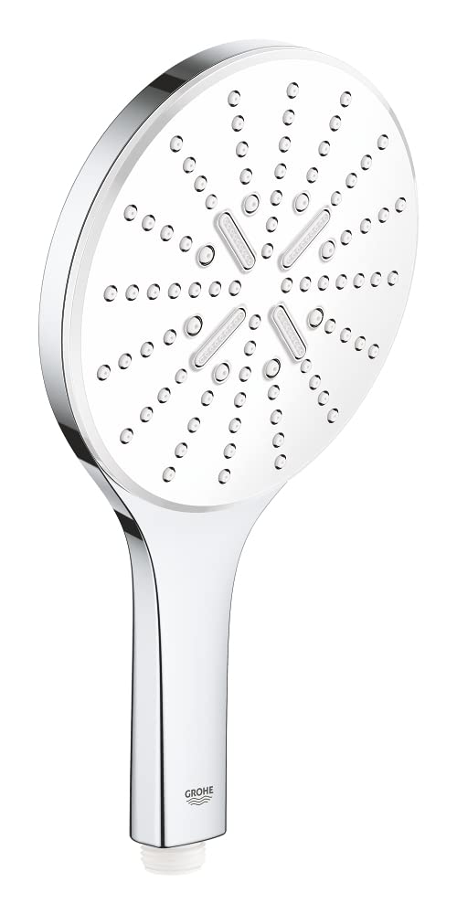 GROHE Rainshower 150 Smartactive Hand Shower Water-Saving 150mm Shower Head with 3 Sprays Chrome Finish and White Spray Plate Made in Germany 26554LS0