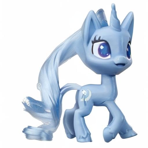 My Little Pony Trixie Lulamoon Potion Pony Figure - 3-Inch Blue Pony Toy with Brushable Hair, Comb, and 4 Surprise Accessories