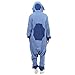VU ROUL Blue Stitch Onesie Costume for Women Men Adult Halloween Christmas Party Pajamas Sleepwear Small