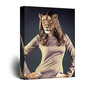 Canvas Wall Art Interesting Animal Head Portraits Painting Artwork for Home Prints Framed - 12x18 inches