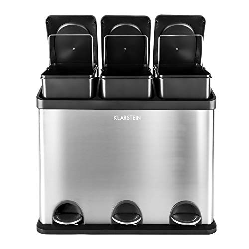 KLARSTEIN Ökosystem Mini Trash Can Waste Separator, 12 Gallons Capacity (3x4 Gallons Each
