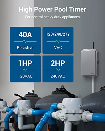DEWENWILS Outdoor Smart Wi-Fi Outlet Box, Heavy Duty 40A 120VAC 2HP Wireless Controller Timer Switch for Pool Water Heater SPA, Compatible with Smart Phone, Alexa, UL Listed