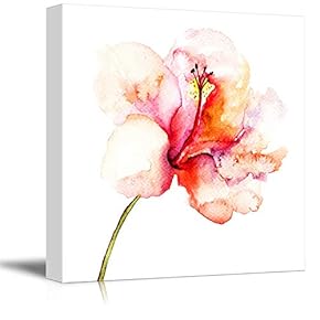Canvas Wall Art Abstract Ink Watercolor Flowers Painting Artwork for Home Prints Framed - 12x12 inches