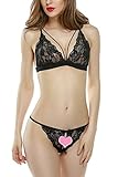 Avidlove Women Sexy Lingerie Set Deep V Shape Full Lace Thin Bralette and panty