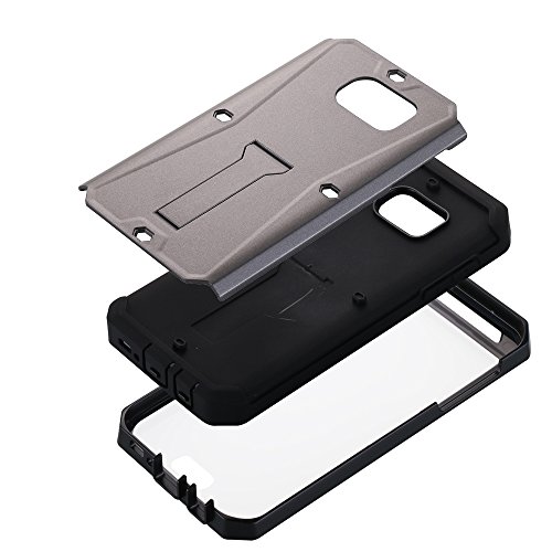 Galaxy S7 Case, Pandawell™ [Built-in Screen Protector ] [Kickstand Feature] Hybrid Dual Layer Armor Defender Full Body Protective Case Cover for Samsung Galaxy S7 - Grey - Thumbnail 2