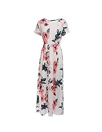 ChiChiLady - Maxi vestido de manga corta para mujer, estilo bohemio, con bolsillos