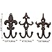 Comfify Set of 3 - Cast Iron Fleur De Lis Double Wall Hooks/Hangers - Decorative Wall Mounted Coat Hook - Rustic Cast Iron - with Screws and Anchors CA-1504-30-BR
