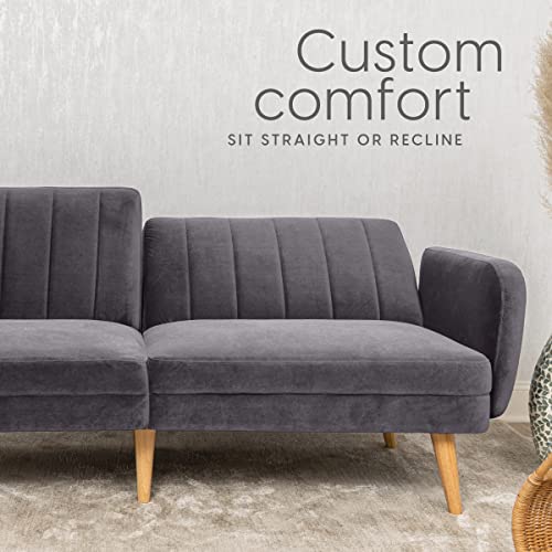 Milliard Futon Sofa Bed, Memory Foam Convertible Sofa Couch, Grey