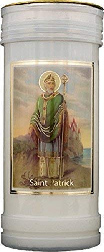 St. Patrick Candle 72 Hour Burn Breastplate Prayer Saint Catholic 15cm White