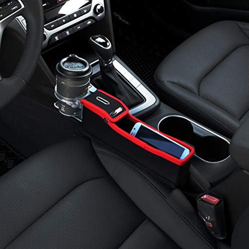 KMMOTORS Coin Side Pocket Red Console Side Organizer Crevice Filler Console Side Organizer Multi-Functional Storage (Red. Driver. with Cupholder) - Thumbnail 6