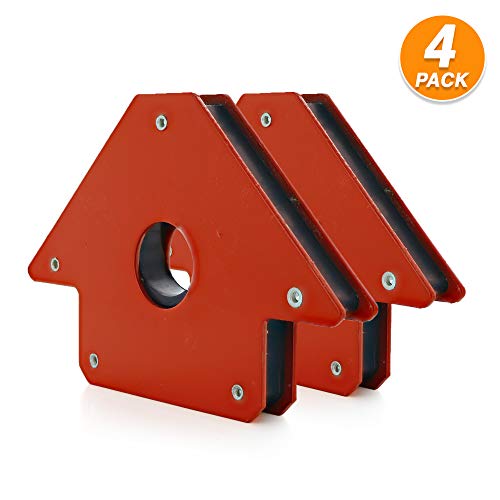 Ram-Pro Strong Angle Welding Magnetic Arrow Holder Magnet Support Jig Holder Red Painted Compact Design Heavy Duty Steel Multiple Angles with a Grip Hole Pack of 4 - Thumbnail 4
