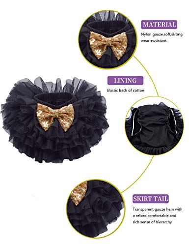 Baby Girls Tutu Bloomers Diaper Cover Cotton Tulle Bloomers and Headband Set Gold 2-3 Years