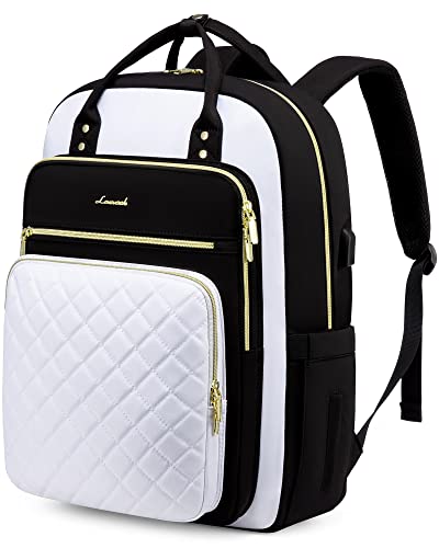 LOVEVOOK Laptop Backpack, 19 x 13.3 x 7.9 in, D-black-white, Unisex