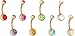 14g Rose Gold IP Plated Surgical Steel Double CZ Crystal Belly Button Ring *Choose Color*