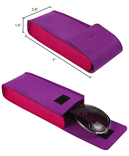 [5 PACK], JAVOedge Soft Felt 2 Tone Color Reading Eyeglasses Storage Case Top Flap Open, Bonus Microfiber Cloth - Thumbnail 2