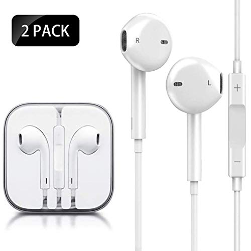 Headphones/Earphones/Earbuds, (2 Pack) littlejian 3.5mm aux Wired Headphones Noise Isolating Earphones Built-in Microphone & Volume Control Compatible iPhone iPod iPad Samsung/Android / MP3 MP4