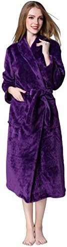 Yiweir Purple Elegant Warm Soft Lightweight Long Waffle Kimono Unisex Spa Robe
