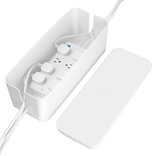 [Set of Two] Cable Management Box Cord Organizer, Large Storage Holder for Desk, TV, Computer, USB Hub, System to Cover and Hide & Power Strips & Cords - 16'' x 6.2" x 5.4" and 13" x 5.3" x 5" (White) - Thumbnail 3