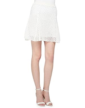 Theory Rortie B. Open-Stitch Skirt, Memorize Fabric, White
