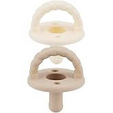 Itzy Ritzy Silicone Pacifiers for 6-18 Mos, Set of 2 (Buttercream &amp; Toast) | 100% Food Grade Silicone, Symmetrical Nipple Shape, Collapsible Handle, Two Air Holes, and BPA-Free Design For Added Safety