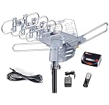 McDuory Amplified Digital Outdoor HDTV Antenna 150 Miles Long Range - 360 Degree Rotation Infrared Control - Tools Free Installation - Support 2 TVs
