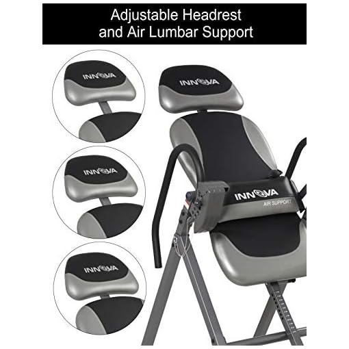 INNOVA HEALTH AND FITNESS ITX9900 Inversion Table with Air Lumbar Support, Black/Gray - Image 7