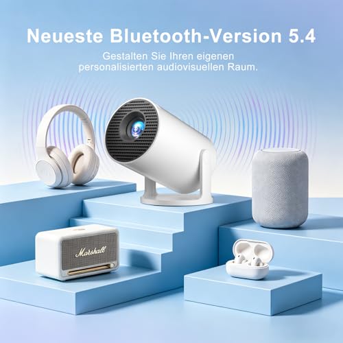 Salange Mini Projector Supports 4K, Android 14 with Apps, Smart Projector Portable with 5G WiFi 6 and Bluetooth 5.4, Small Portable Projector Car Keystone 8000L 270° Rotation, Home Cinema Outdoor