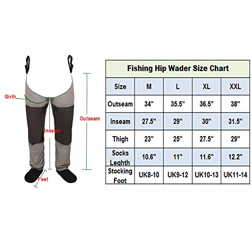 Fliegenfischen Wathose Herren Wasserdicht Bein Hose Stockingfoot Hüfte Wader Oberschenkel Angelhose Wathosen… – Bild 3