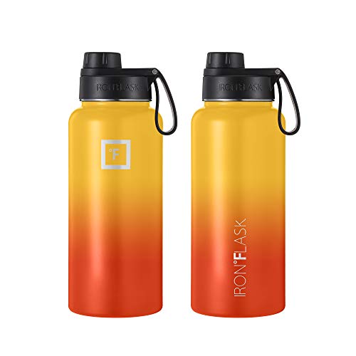 IRON °FLASK Sports Water Bottle 32 Oz, 3 Lids (Spout Lid), Leak Proof
