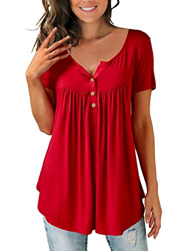 Neitade Womens Shirts and Blouses Short Sleeve Casual Summer T Shirts Plus Size XL