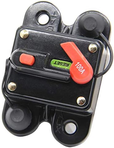 ZOOKOTO Circuit Breaker 100A, 100A Fuse Holder Trolling Motor Auto Car Marine Boat Bike Stereo Audio Inline Fuse Inverter with Manual Reset 12V-24V DC