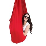 Quility Indoor Therapy Swing for Kids with Special Needs | Lycra Snuggle Swing | Cuddle Hammock for Children with Autism, ADHD, Aspergers | Ideal for Sensory Integration (Up to 165lbs, Red)