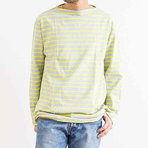 Amazon オーチバル コットンロード フレンチバスクシャツ ボーダー Cotton Lourd French Basque Shirt Border B211 メンズ 長袖 7 チョーク ホワイト 091 Tシャツ カットソー 通販