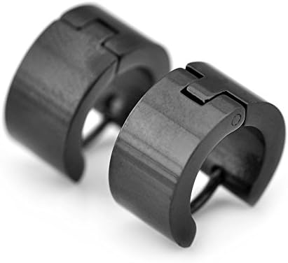 Sirius Jewelry Stainless Steel Hoop Earrings for Men Women Huggie Earrings Black Set