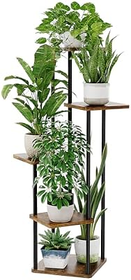 Soporte Esquinero para Plantas de Interior Estante de Metal de 5 Niveles para Múltiples Plantas Soporte Alto para Flores para Patio, Jardín, Balcón, Sala de Estar, Dormitorio (Marrón)