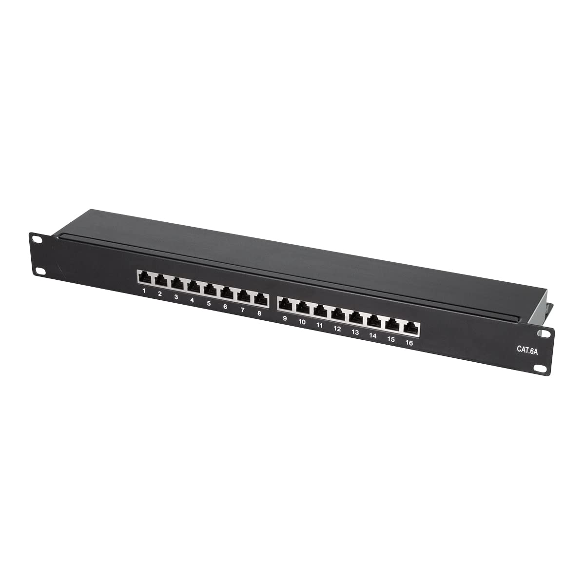 Logilink Professional NP0076 Fully Shielded Cat 6A Patch/Distribution Panel with 16 Ports PoE and PoE+ (1 Height Unit) Black