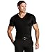 Insta Slim Men’s Slimming Compression Fitted Short Sleeve V-Neck T-Shirt for Working Out, Gym, Special Occasions, Back Support, Everyday Wear (Black-Small) (Made in The USA)
