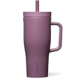 Corkcicle Cruiser Insulated Tumbler with Handle & Straw - Triple-Insulated - Leakproof Travel Mug - BPA-Free - Summer Drinkware Gift - Keeps Drinks Ice Cold - 22 oz - Mauve