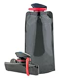 Brand Free Collapsible Water Bottle with Carabiner in Slate Grey - 24oz BPA Free Travel Water Bottle - Lightweight, Portable, Foldable, Foldable, Hiking Water Bottle for Camping, Sports, Outdoors