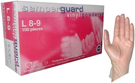 Semperguard 815980029/3000001479 Hygiene Vinyl Gloves, Powdered Extra Large – 9 – Pack of 10 – Clear (90)