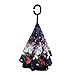 Double Layer Wind Proof,UV Proof Reverse Folding Inverted Umbrella Travel Umbrella with C Shape Handle and Carrying Bag-Beauty-Flower
