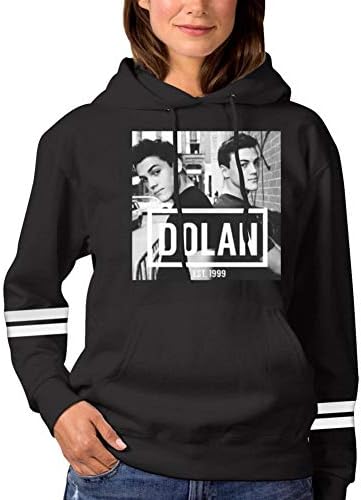Clothesly Women's Pullover Dolan Twins Casual Long Sleeve Crewneck Sweaters Funny Sweatshirt Blouse Pockets Outwear Black