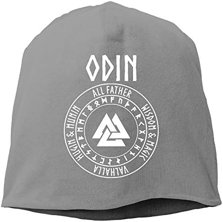 Odin Viking God Valknut with Runes Skull Cap Thin Knit Cap Men Beanie Hat
