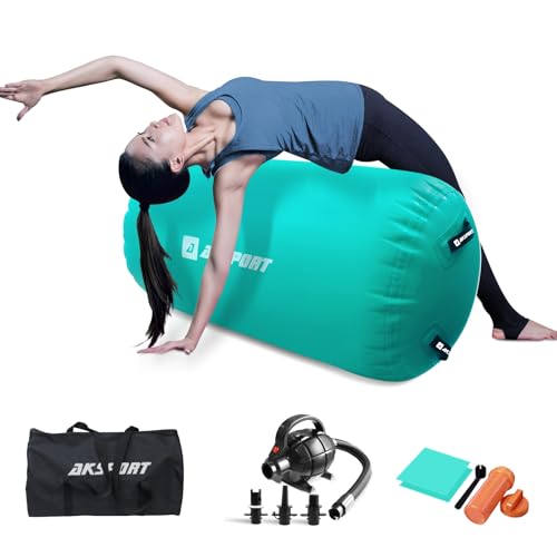 AKSPORT Air Matte Rolle Aufblasbare Air Roller Gymnastik Air Rolle Turnen mit elektrischer Luftpumpe für den Heimgebrauch/Yoga/Cheerleading/Tumbling/B