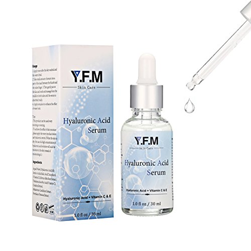 Hyaluronic Acid Serum for Face, LuckyFine Natural Pure Facial Vitamin C Serum for Anti-Aging, Anti Wrinkle, Moisturizer for Dry Skin & Fine Lines Easy To Absorb 1.0 oz.
