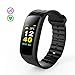 Antimi Color Fitness Trackers, Activity Tracker Show the weather temperature Heart Rate Monitor Smart Bracelet Bluetooth Pedometer Smartwatch for Android and iOS Smartphones(Black)