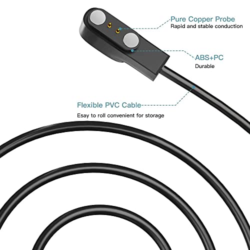 Smart Watch Magnet Charging USB Cables,2pin4mm,Compatible with Soudorv,Cillso,Dafit,Nerunsa,Radley,Reflex active